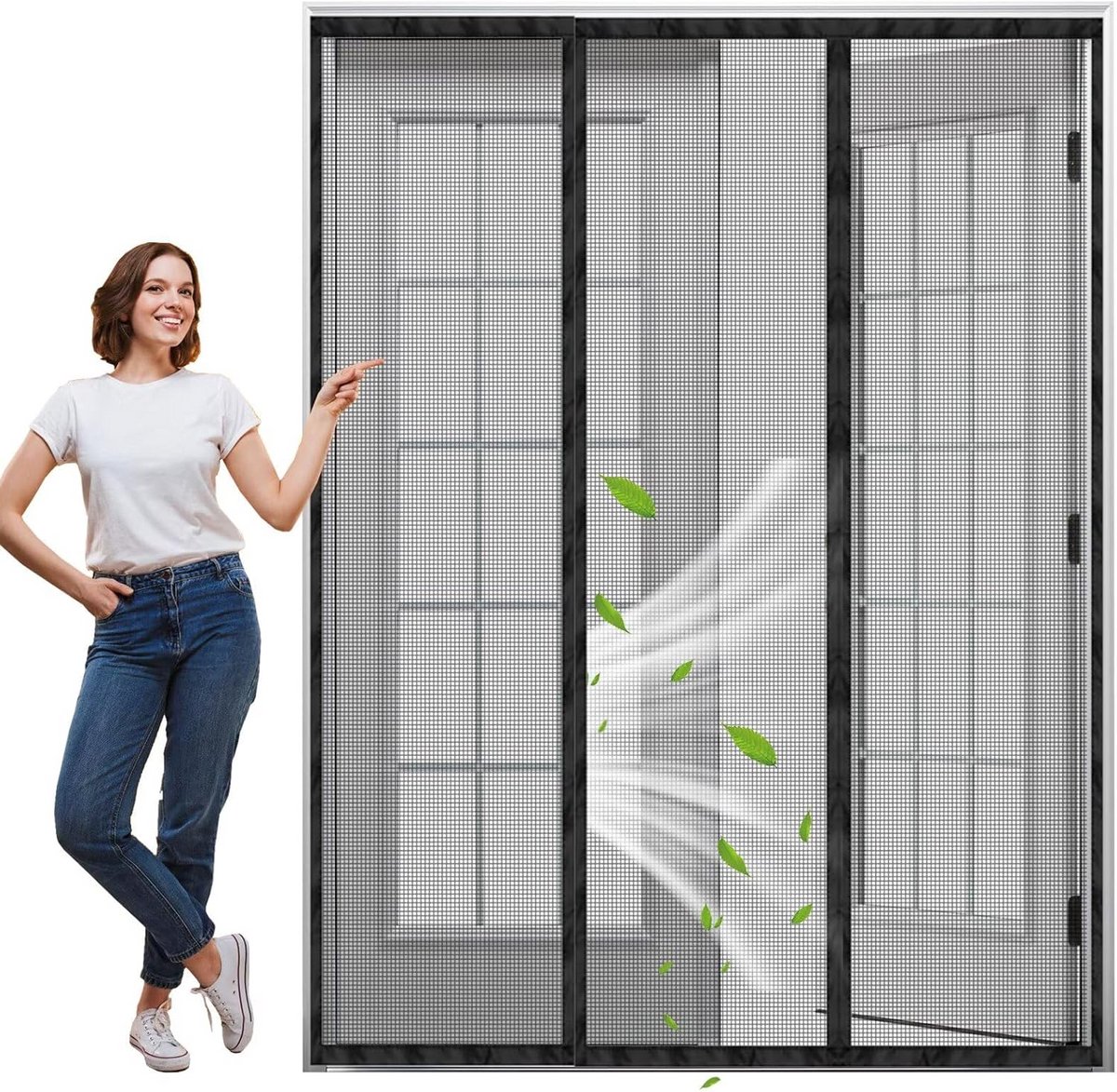 Magnetisch Deurhor Zwart 225x185cm Anti-Muggen Hor voor Schuifdeuren