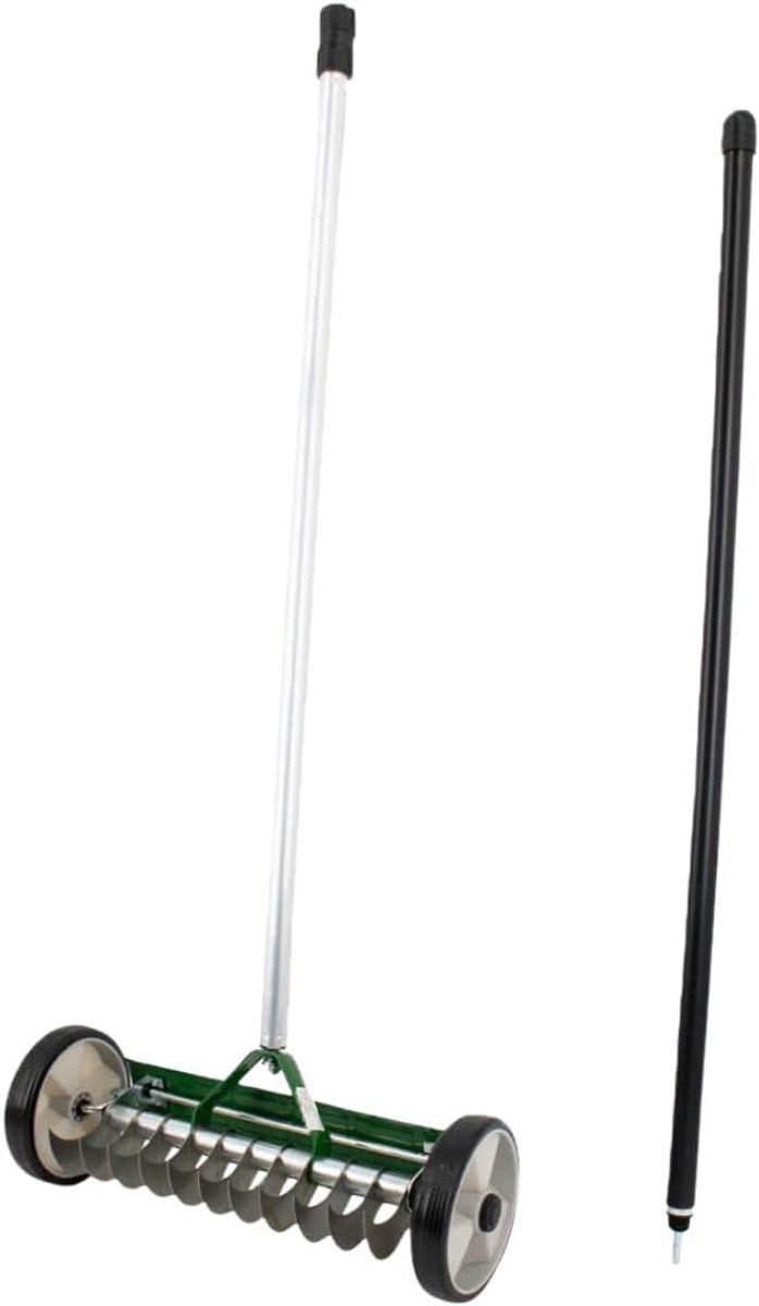 Record Handverticuteermachine (staal) werkbreedte 32 cm met aluminium steel (180 cm) gazon