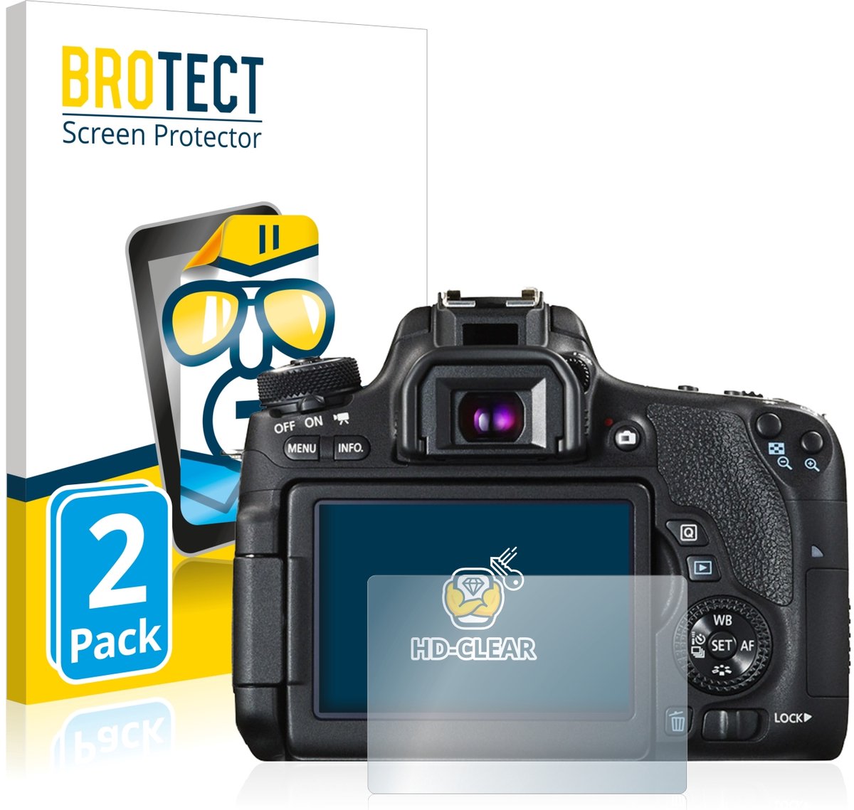 BROTECT - Screenprotector voor Canon EOS 760D - Folie Beschermfolie transparant 2 Stuks