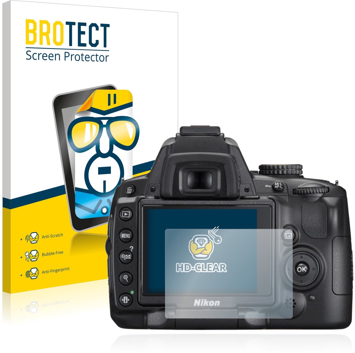 BROTECT - Screenprotector voor Nikon D5000 - Folie Beschermfolie transparant 2 Stuks