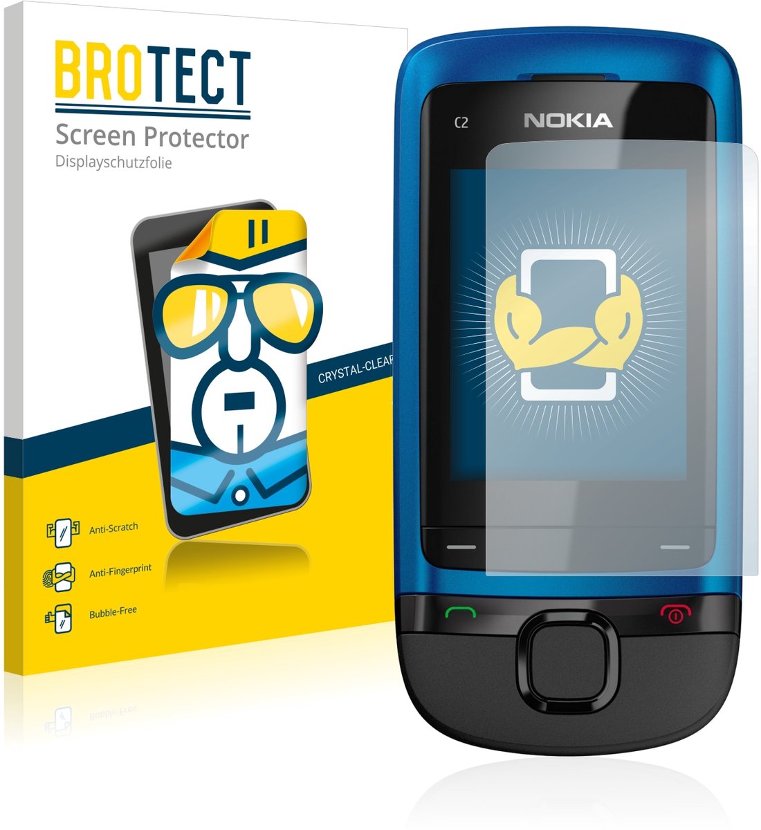 BROTECT - Screenprotector voor Nokia C2-05 - Folie Beschermfolie transparant 2 Stuks