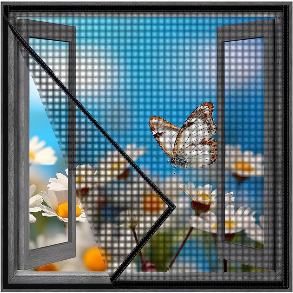 Zelfklevend Horgaas 75x110cm Zwart - Universeel Insectenhor voor Ramen en Deuren