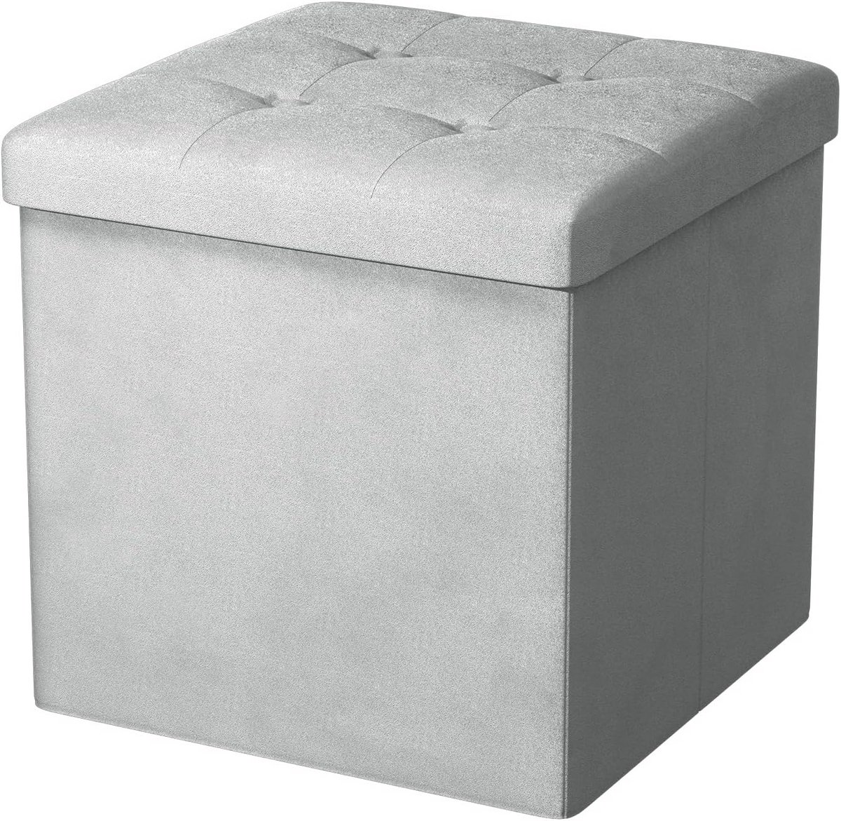 Opvouwbare Opbergkruk & Voetenbank met Opslag, Lichtgrijs 38x38x38 cm