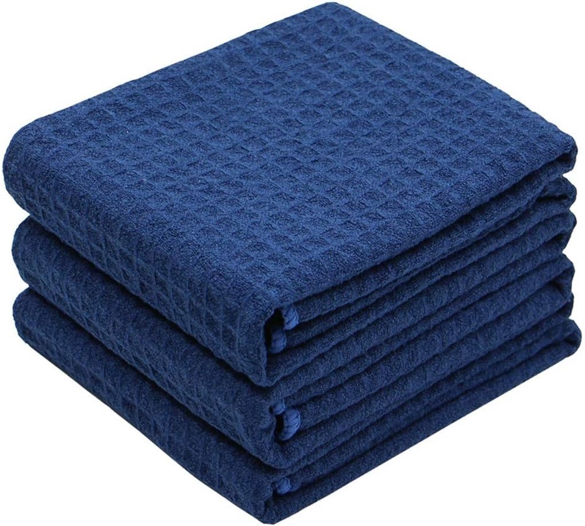 Wafelweefsel microvezel keukenhanddoeken 40x51 cm - 3 stuks
