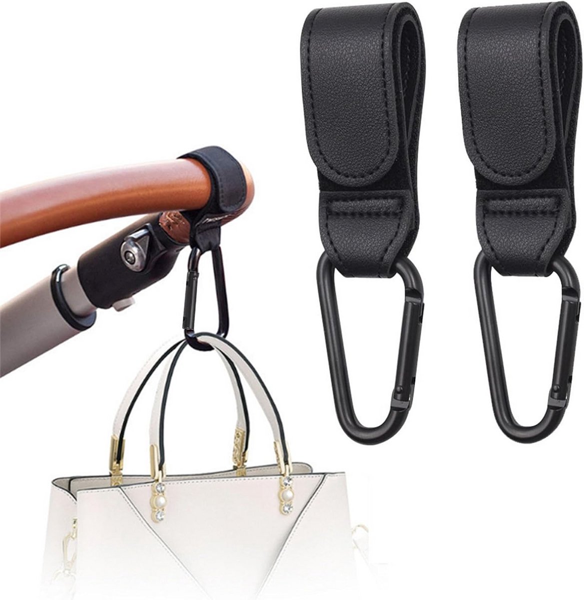 2 stuks kinderwagenhaken zwart - accessoires voor buggy en wandelwagen