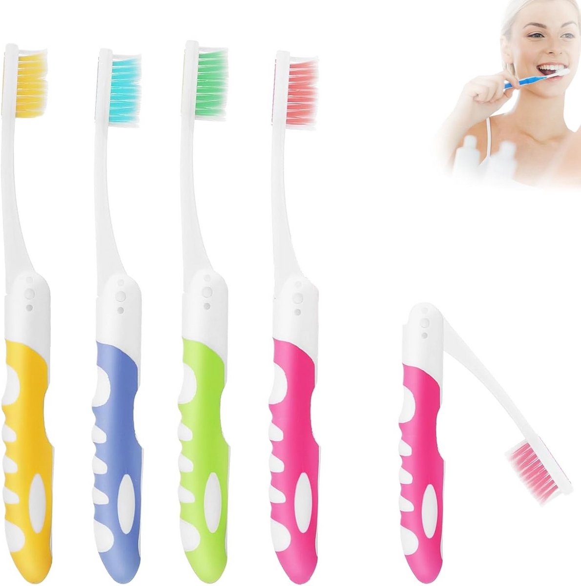 Inklapbare reis tandenborstel set - 4 stuks - zacht en compact - voor reizen en kamperen