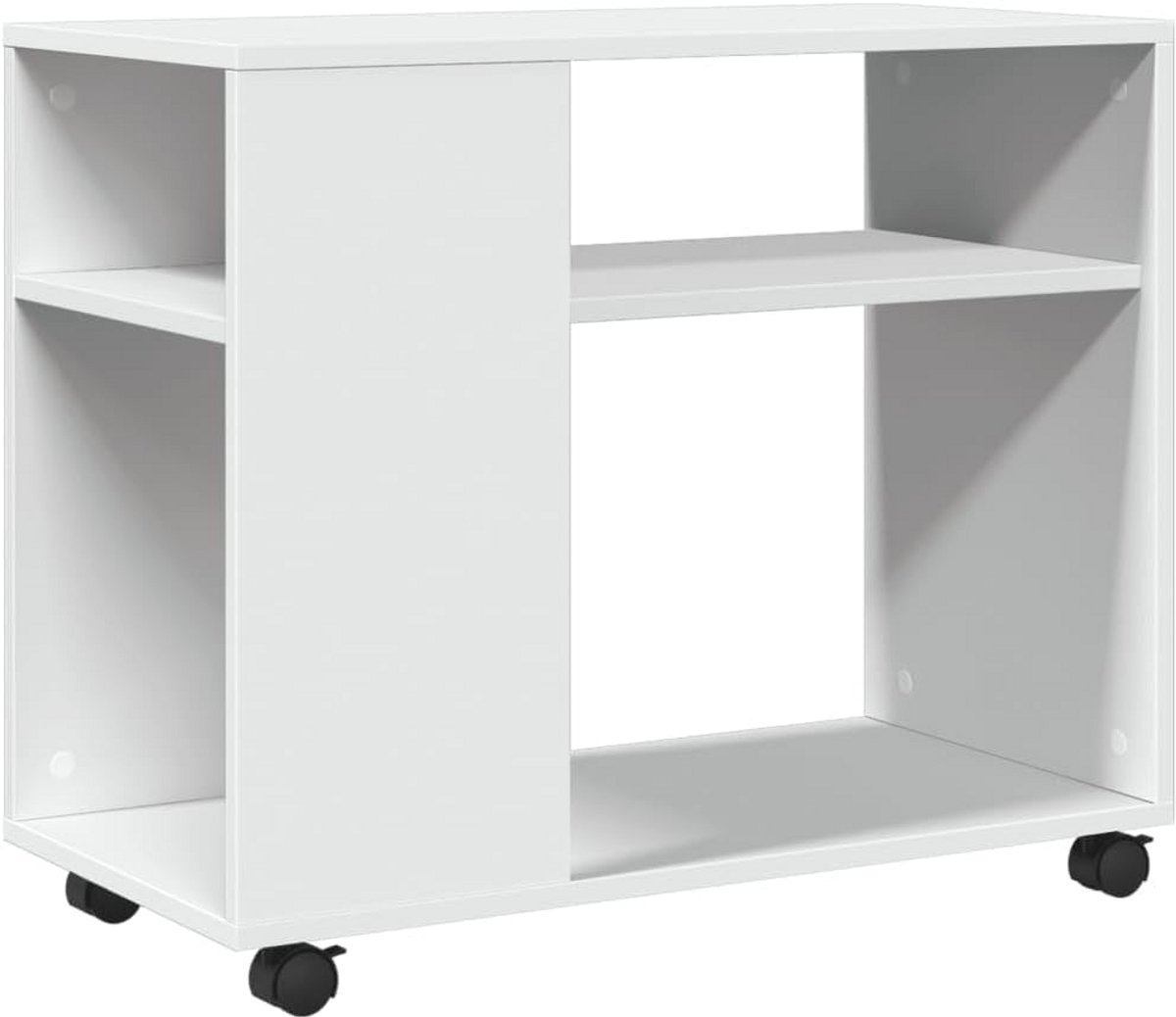 Bijzettafel met wielen 70x35x60 cm wit hout