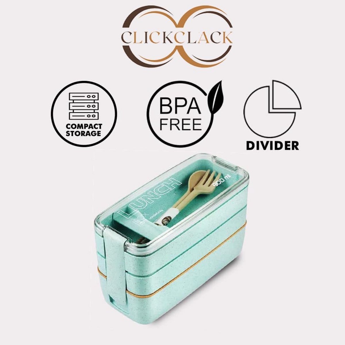 Bento Lunchbox 3-in-1 met afzonderlijke compartimenten