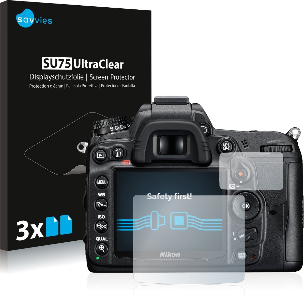 Savvies - Screenprotector voor Nikon D7000 - Folie Beschermfolie transparant 6 Stuks