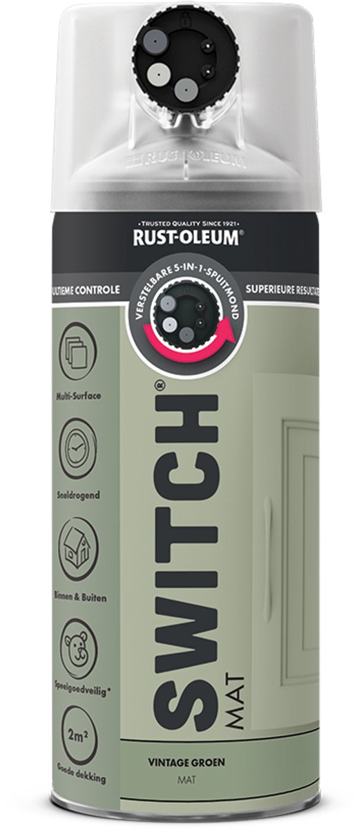 Rust-Oleum Switch Spuitbus Verf Mat 400ml - Vintage Groen