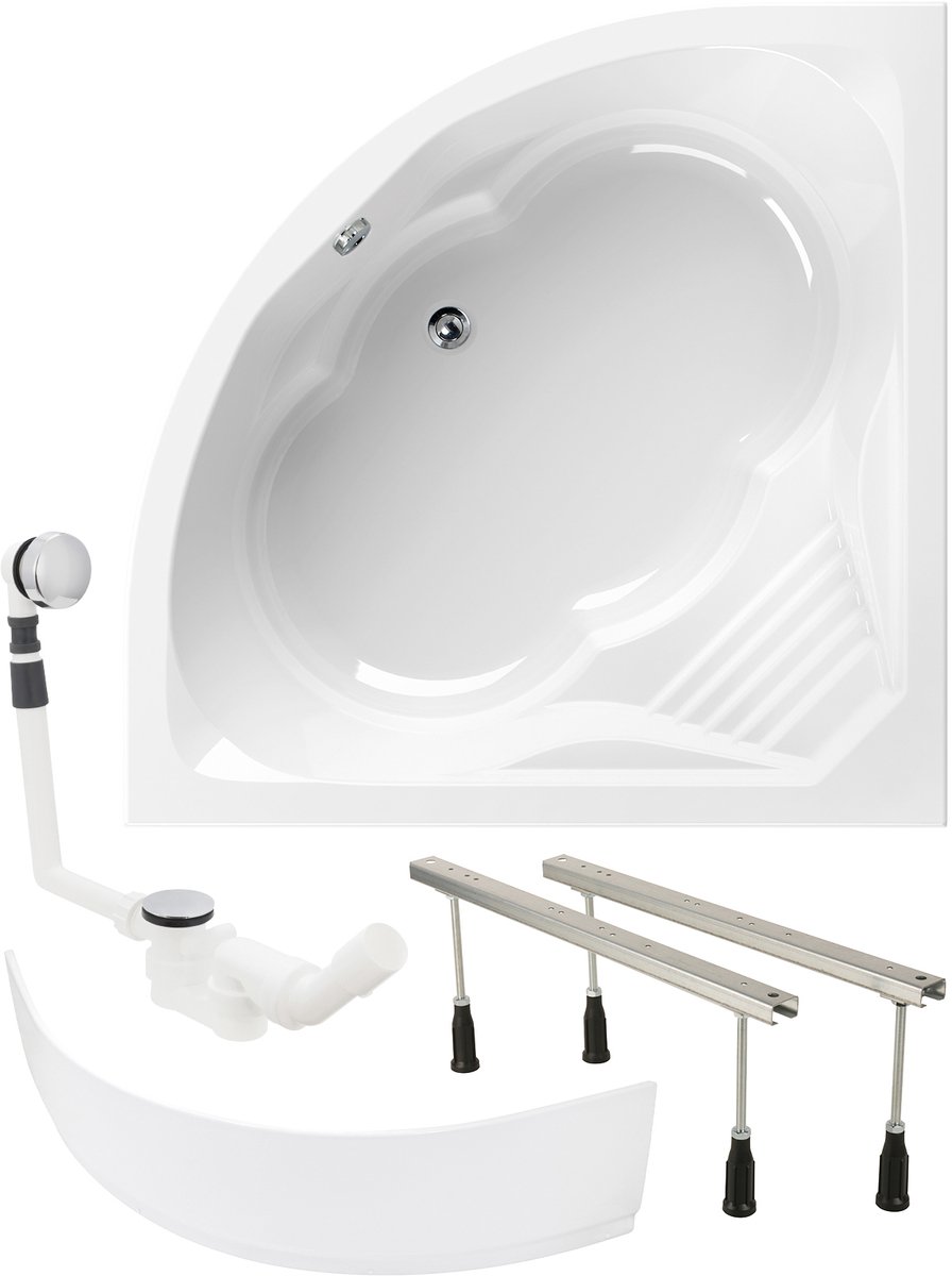 Calmwaters Curved Wellness - Badkuip - 150 x 150 cm - Set Schort