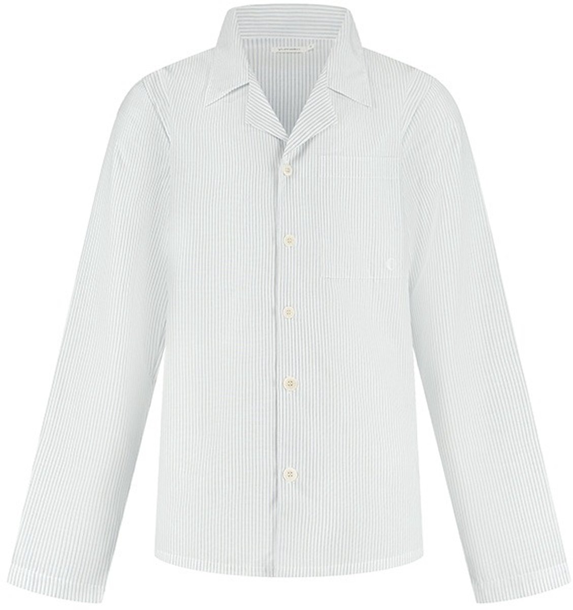 Yumeko pyjamashirt heren katoen TENCEL™ wit/blauw stripe s White-Blue Stripe