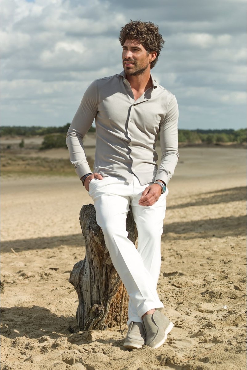 Ledûb modern fit jersey lichtgrijs