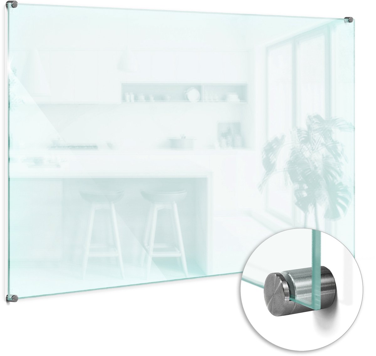 Wallfluent Transparante Keuken Achterwand - Glazen Spatplaat Transparant - 100x70 cm - Keuken Achterwand Glas Transparant - Keukenwand Glas Helder Op Maat - Helder Glas Achterwand Keuken - Doorzichtige Spatplaat Keuken