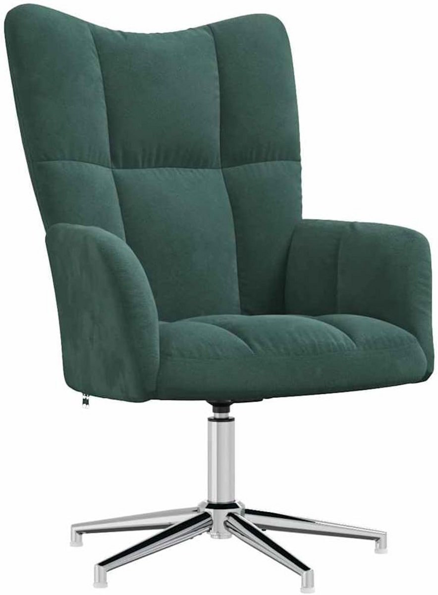 Draaibare Relaxstoel met Voetenbank Fluweel - Comfortabele Fauteuil in Donkergroen