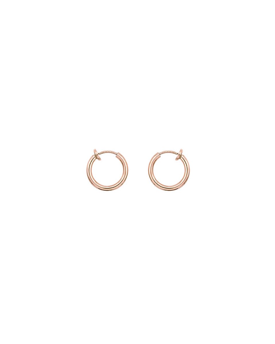 Minimalistische Clip On oorbellen/oorringen 13mm - 1 paar | Geen oorgaatjes nodig! | Roségoudkleur RVS/Stainless Steel