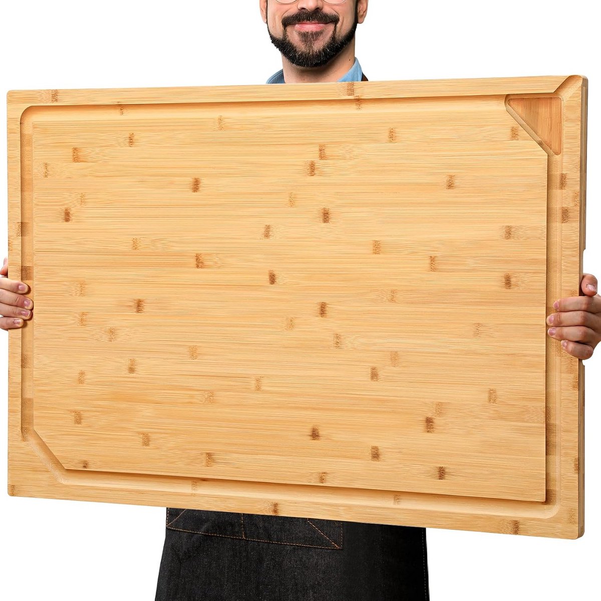 Extra Groot Bamboe Snijplank 90x60 cm - Kookplaat Deksel & Serveerplank met Sapgoot