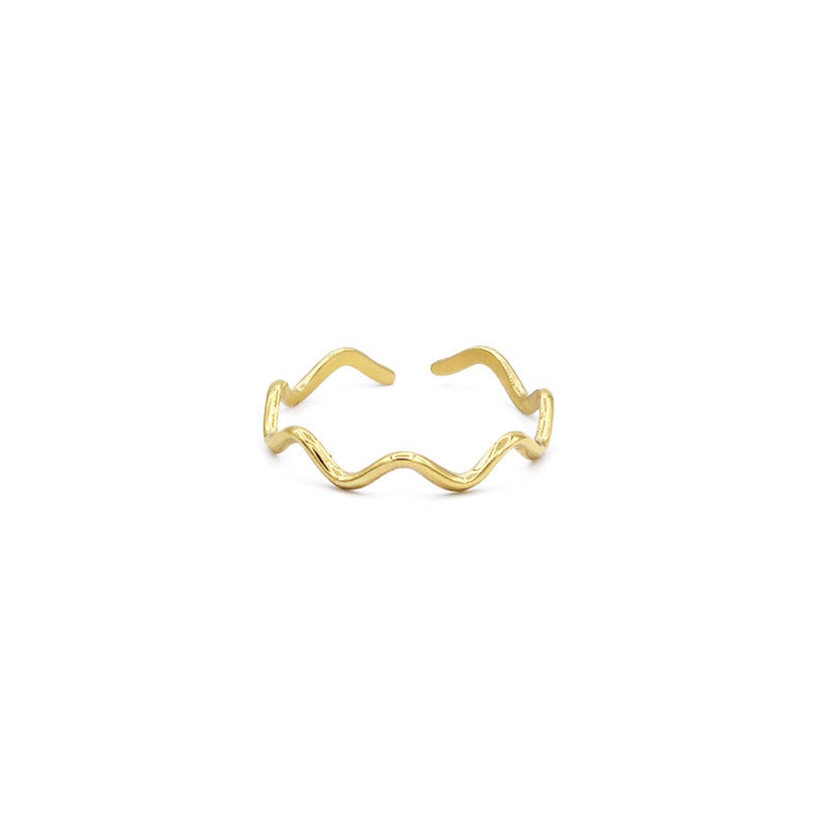 Mint15 Verstelbare ring golven 'Waves' - Goudkleur RVS/Stainless Steel