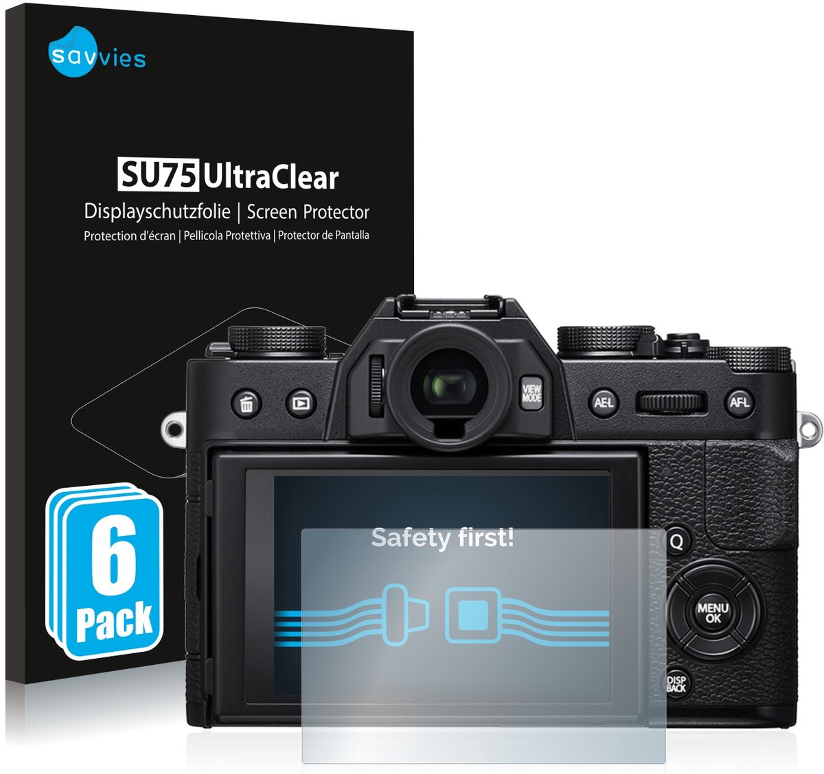 Savvies - Screenprotector voor Fujifilm X-T20 - Folie Beschermfolie transparant 6 Stuks