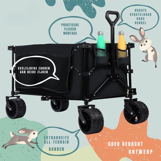 Zyrex® Bolderkap Opvouwbaar Luchtbanden - Bolderkar - Bolderkar Opvouwbaar - Zwart - ‎90cm x 50cm x 100cm van Merkloos — afbeelding 4