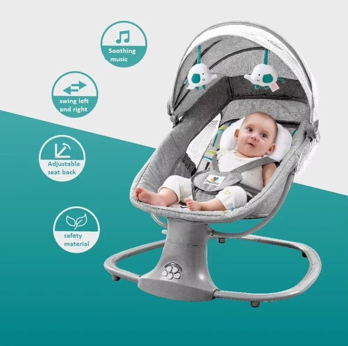 HHHK - Elektrische Wipstoel - Babyschommel - Wipstoel - Elektrische Babyschommel - Babyswing - Elektrische Wipstoel Baby - Baby thumbnail 3
