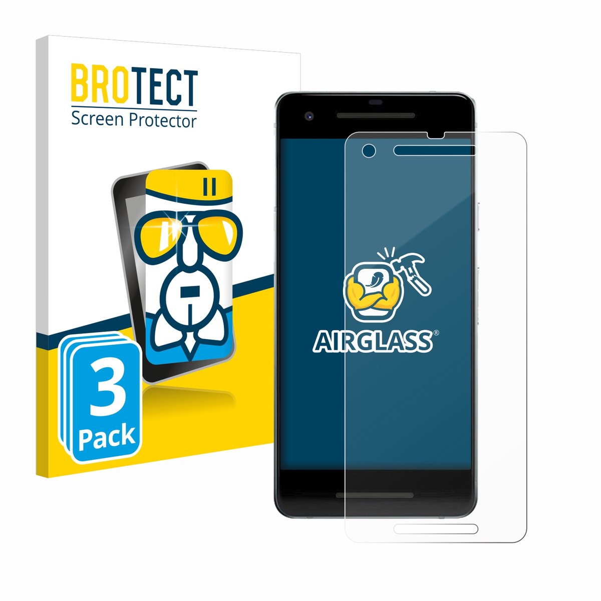 Screenprotector 3 Stuks voor Google Pixel 2 Beschermglas transparant