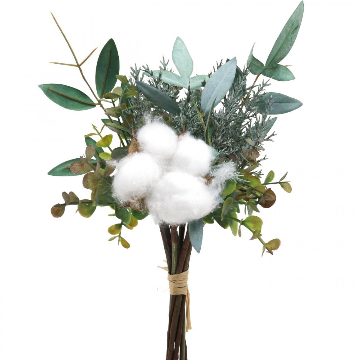 Viana Kunstboeket, groen en wit, winterdecoratie, 33 cm, kunstmatig Veelkleurig