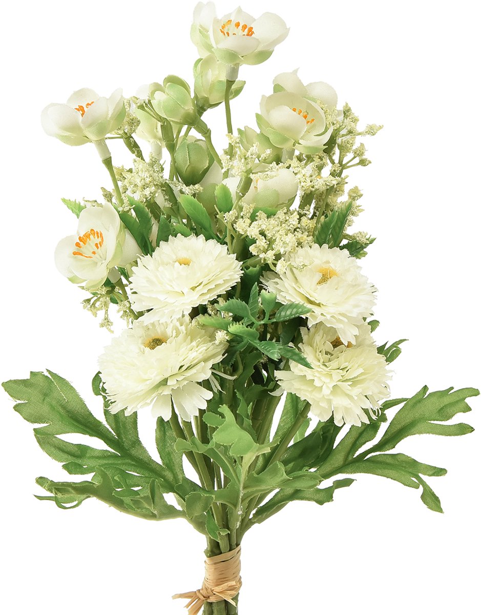 Viana Kunstbloem decoratief boeket Jasmijn Bellis 30cm kunstmatig voor tafel Veelkleurig