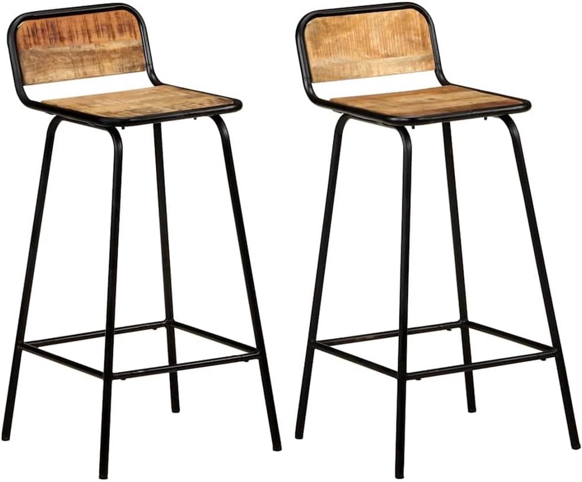 Set van 2 Massief Houten Barstoelen - Stevige Barkrukken met Voetensteun