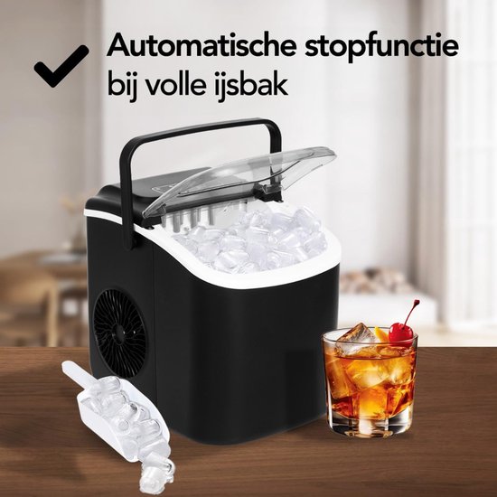 MIRA® ljsblokjesmachine - Zelfreinigende Ijsblokjesmaker - Ijsblokmaker - Zwart - 23cm x 30cm x 29cm; 6.2 kg van Merkloos — afbeelding 2