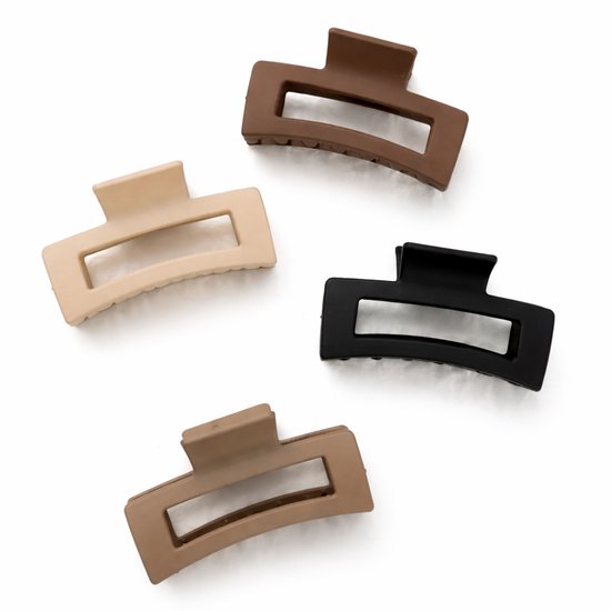 Set de 4 Barettes et pinces à cheveux - Marron - Zwart - Beige - Taupe - 8,5 cm - Bonne qualité - Perfect comme cadeau - Accessoires pour cheveux