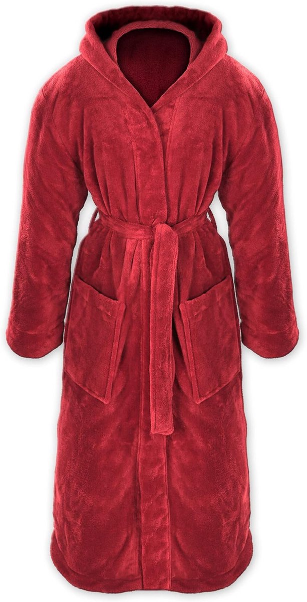 Heren en Dames Badjas van Knuffelzacht Flanel Fleece met Capuchon en Riem