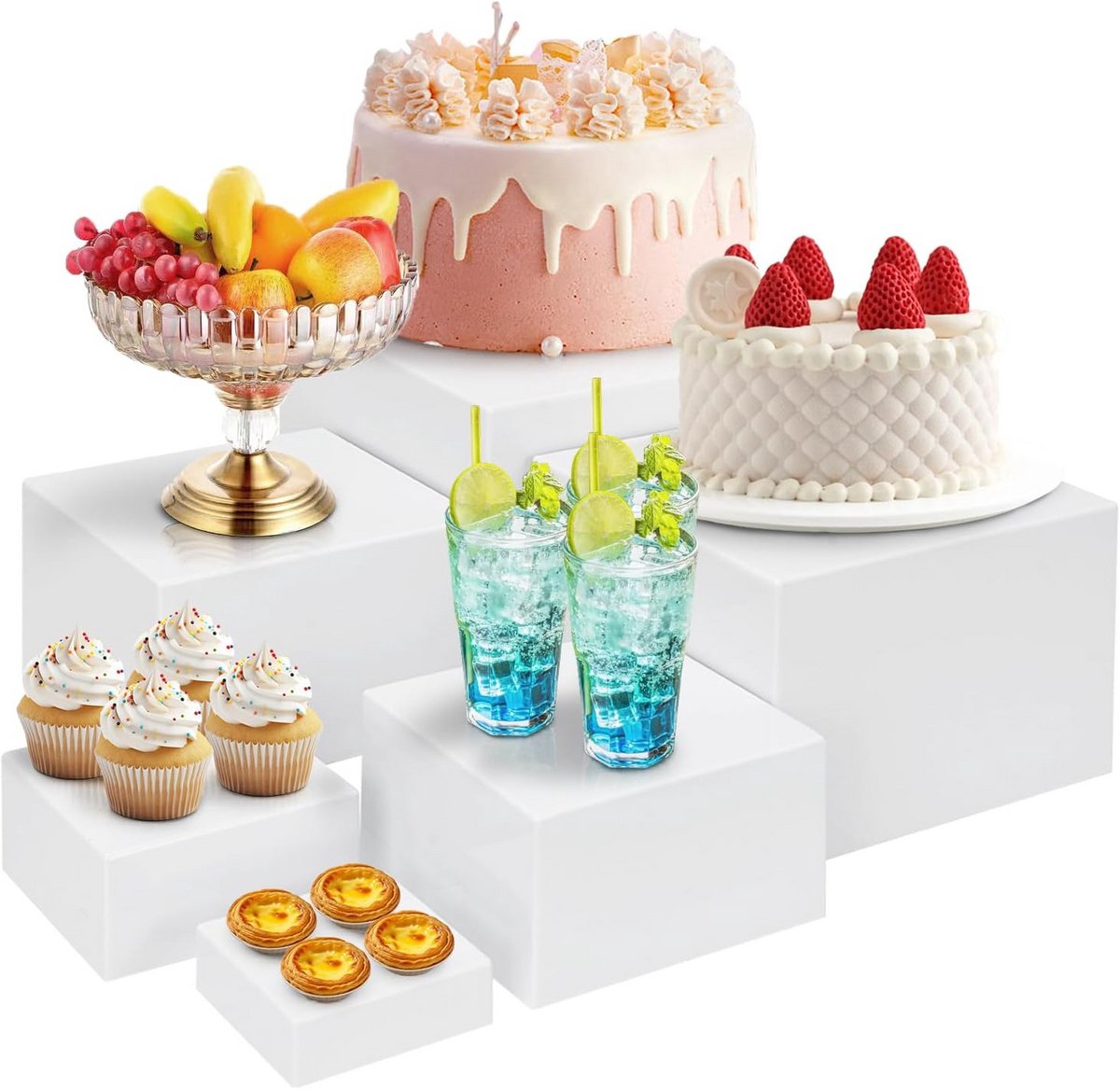 6-Delige Buffetverhoger Acryl Display Standaard Set voor Eten en Decoratie