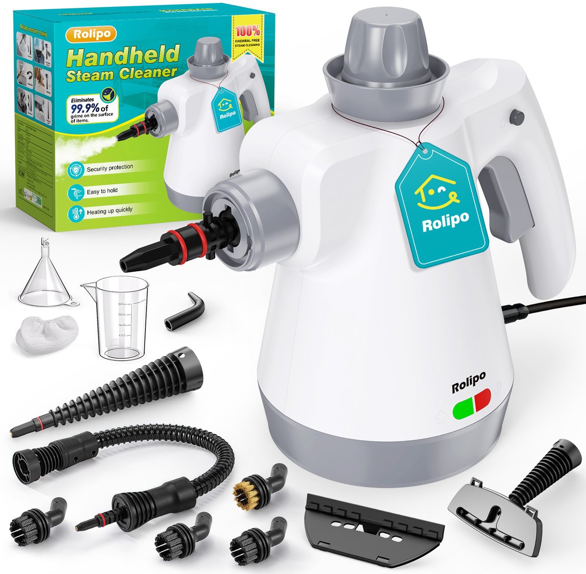 Handstoomreiniger - Draagbare Stoomreiniger Onder Druk - 12 Accessoires - Veiligheidsslot - Voor Keuken, Badkamer, Voegen, Ramen & Vet