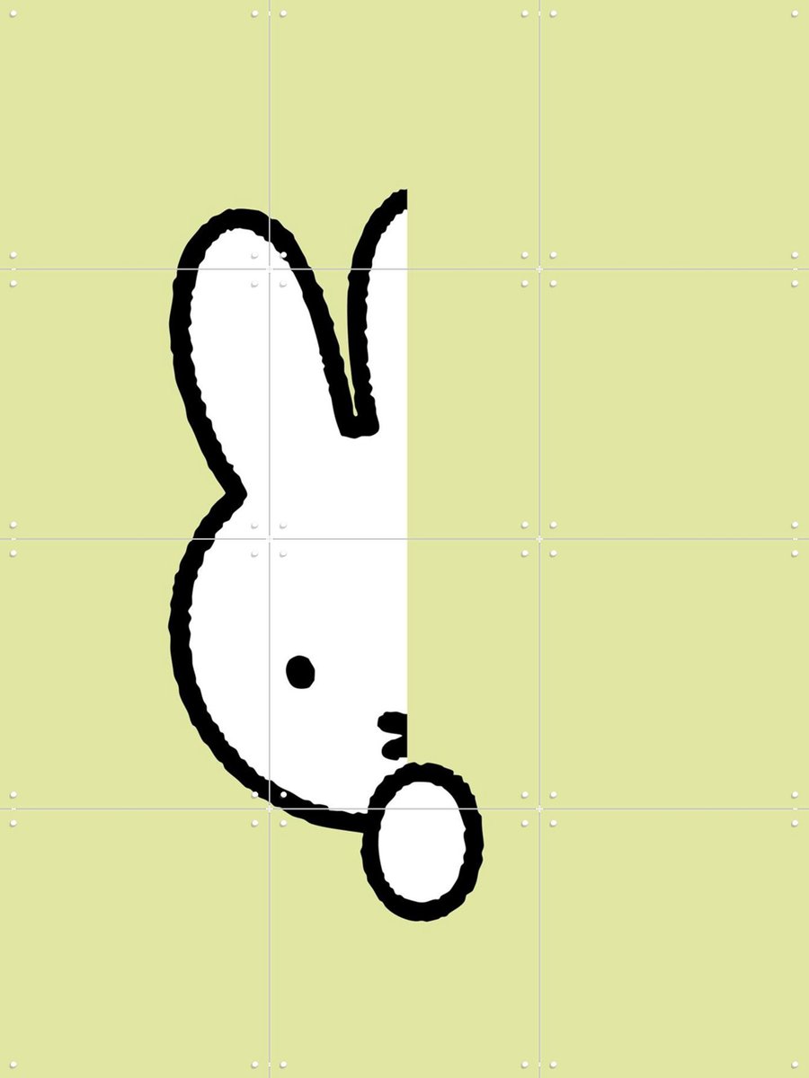 IXXI Nijntje Verstoppertje Pistache, Nijntje - 60 x 80 cm - Gratis ophangtool - Grote wanddecoratie en posters - Minimalisme, Illustraties, Speels
