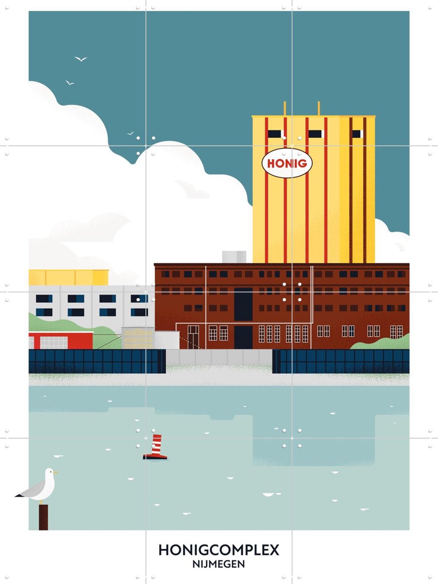 IXXI Honigcomplex, Studio Kars + Boom & Design Podium Nijmegen - 60 x 80 cm - Gratis ophangtool - Grote wanddecoratie en posters - Illustraties