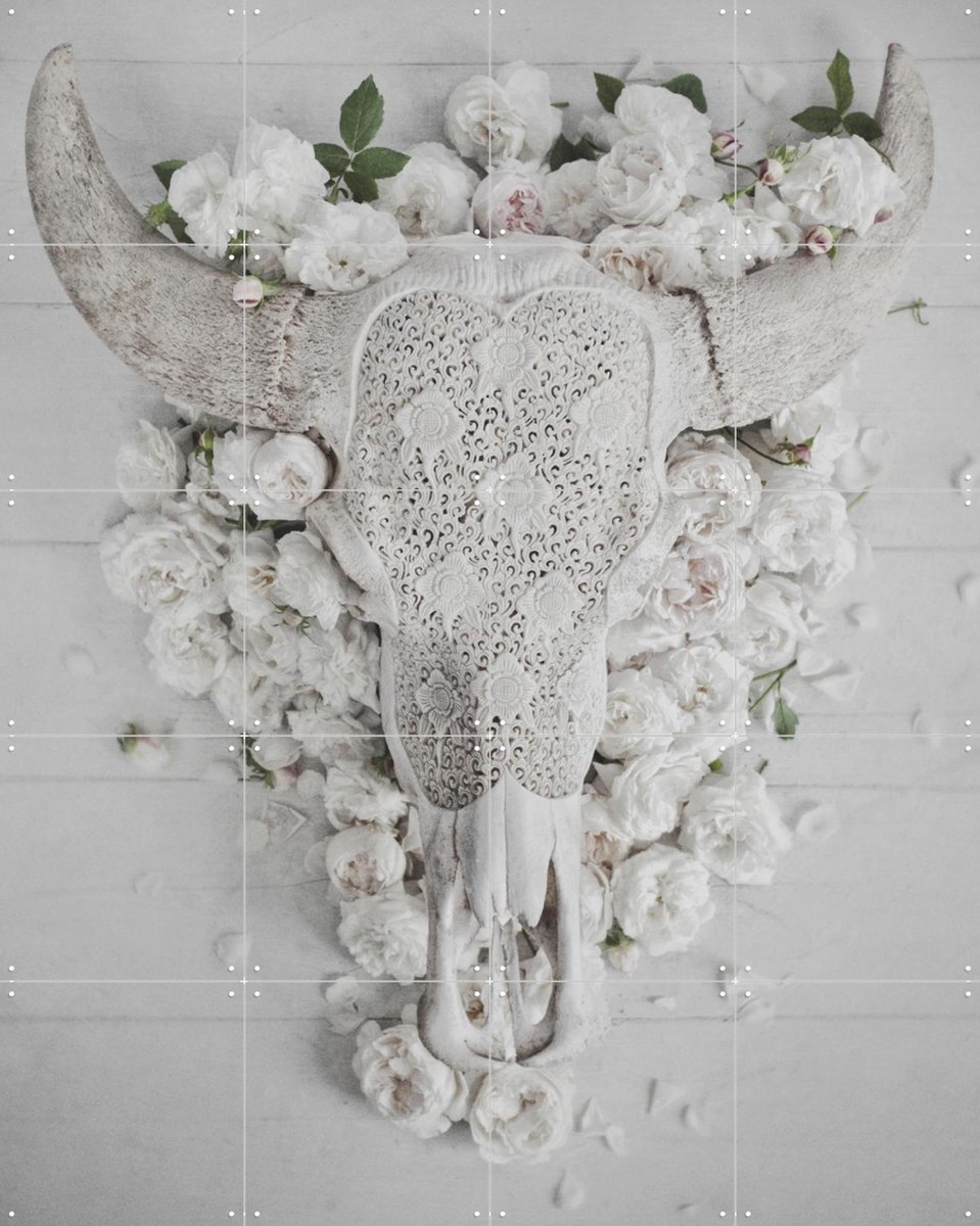 IXXI Bohemian Skull, STUDIO HANNAH LEMHOLT - 80 x 100 cm - Gratis ophangtool - Grote wanddecoratie en posters - Klassiek, Fotografie,