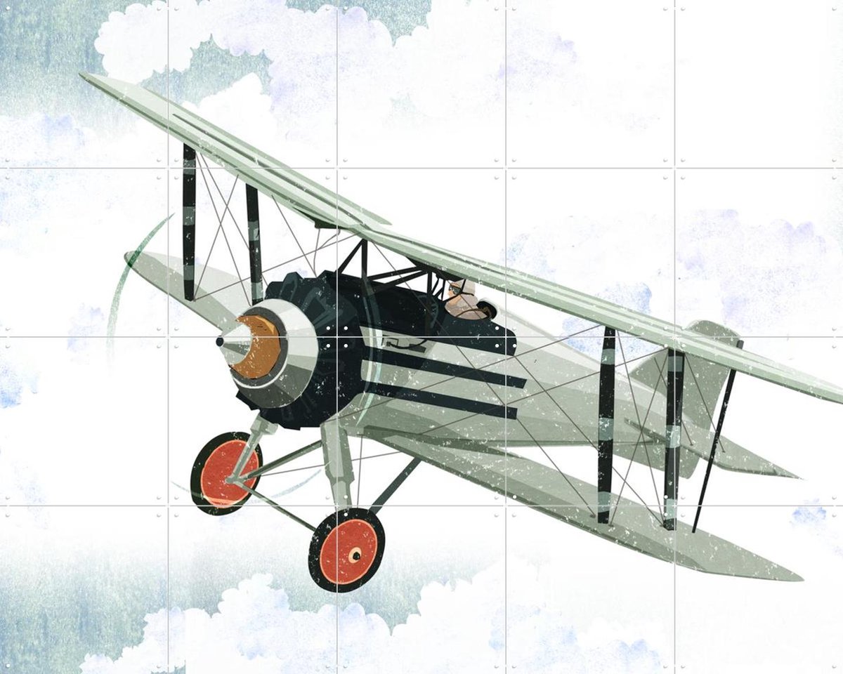 IXXI Aviator, Goed Blauw - 100 x 80 cm - Gratis ophangtool - Grote wanddecoratie en posters - Vintage, Illustraties, Kinderkamer, Woonkamer, Mancave