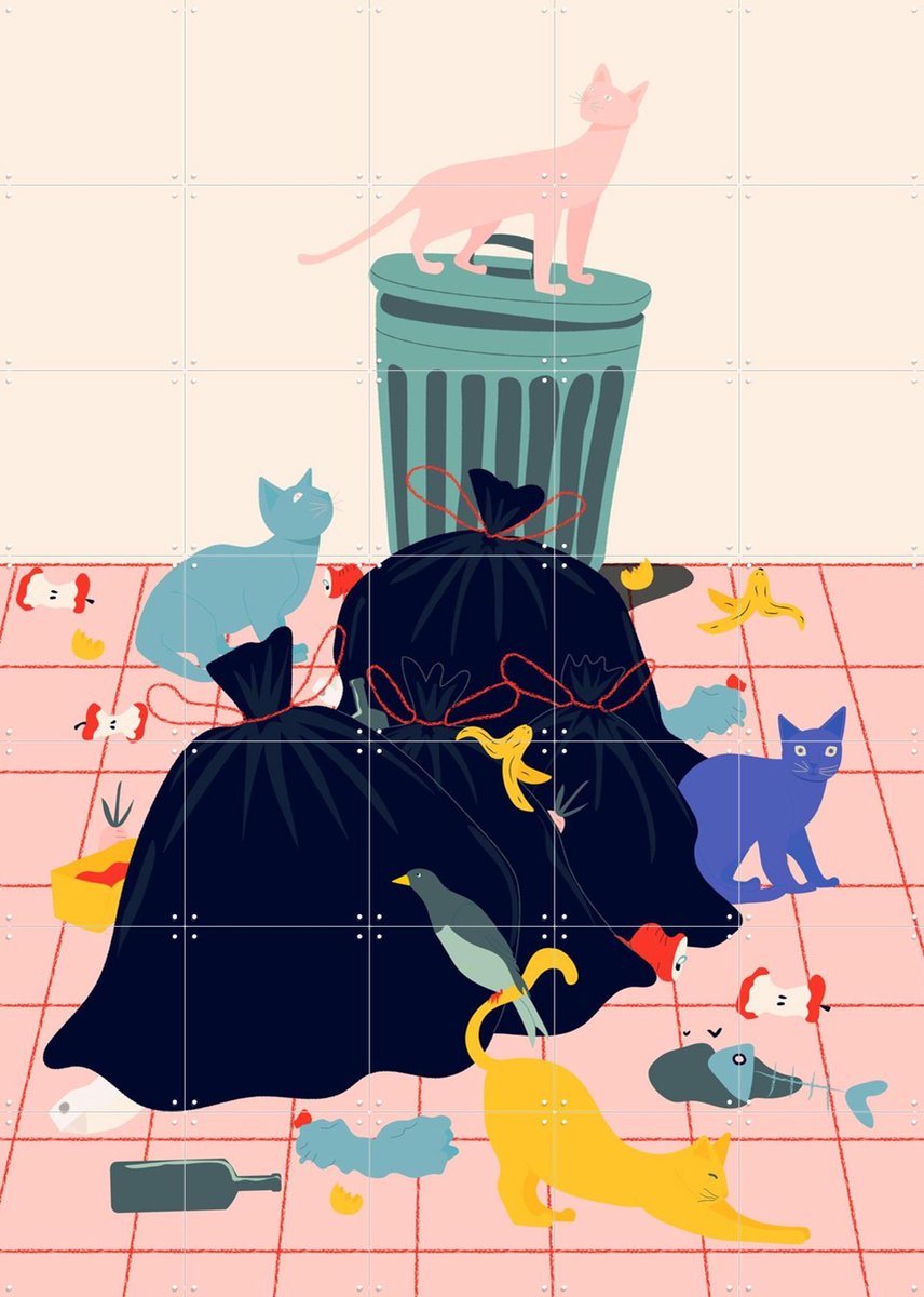 IXXI Cats, Jota de Jai & Various - 100 x 140 cm - Gratis ophangtool - Grote wanddecoratie en posters - Illustraties, Kleurrijk, Kinderkamer, Kinderen