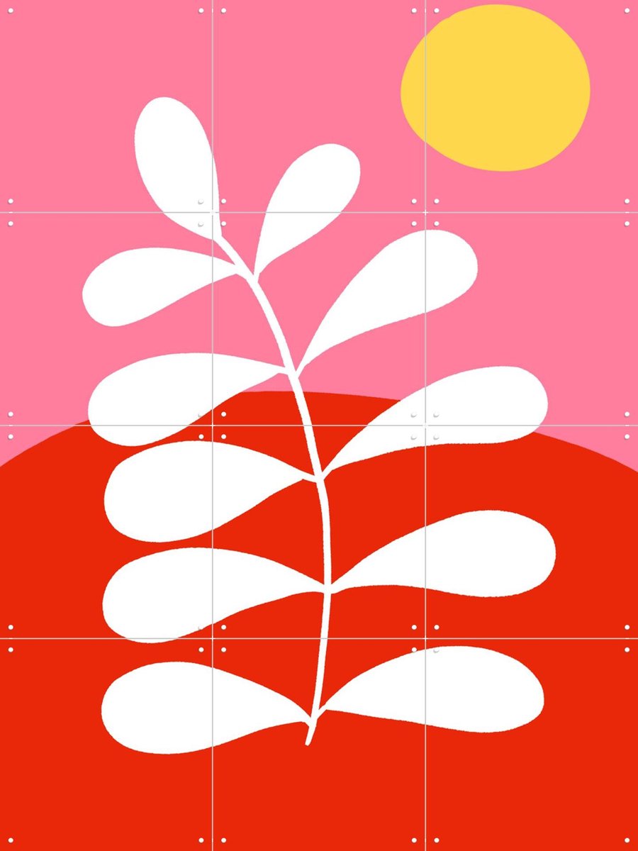 IXXI Pink Twig, BAINAI - 60 x 80 cm - Gratis ophangtool - Grote wanddecoratie en posters - Kleurrijk, Illustraties, Speels, Grafisch Ontwerp
