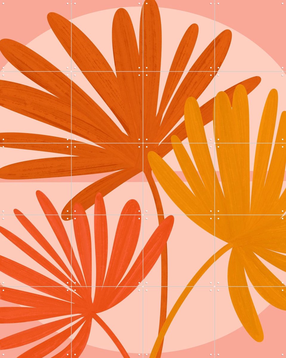 IXXI Autumn Palms, Kristian Gallagher & Various - 80 x 100 cm - Gratis ophangtool - Grote wanddecoratie en posters - Digitale Kunst, Speels