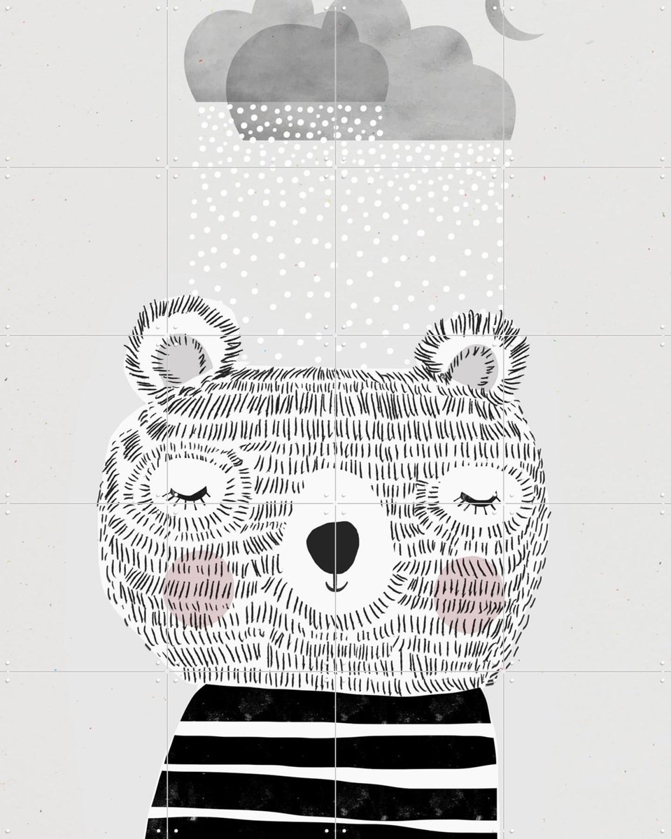 IXXI I Love Snow, Treechild & Various - 80 x 100 cm - Gratis ophangtool - Grote wanddecoratie en posters - Illustraties, Strepen, Speels, Line art