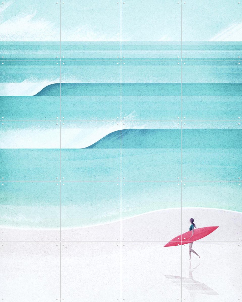 IXXI The Surfer, Henry Rivers - 80 x 100 cm - Gratis ophangtool - Grote wanddecoratie en posters - Minimalisme, Illustraties, Woonkamer, Mancave