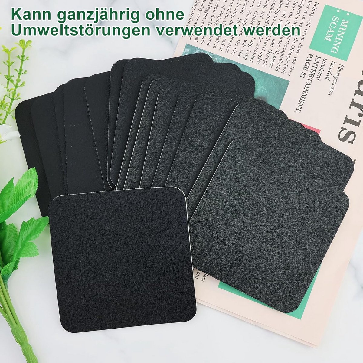 15 stuks vierkante onderzetters 10 cm grijs dubbelzijdig antislip