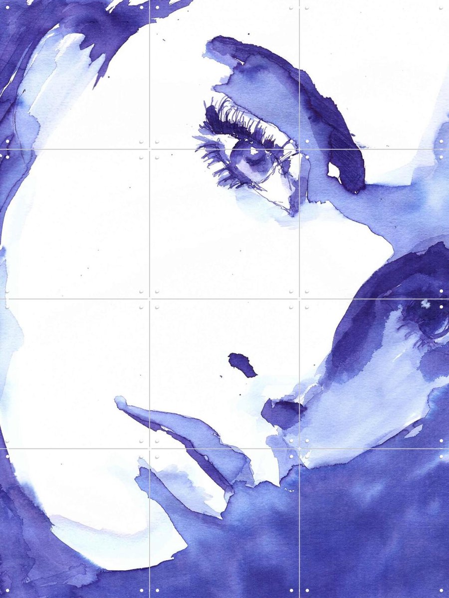 IXXI Indigo, Tiny Stories - 60 x 80 cm - Gratis ophangtool - Grote wanddecoratie en posters - Illustraties, Aquarel, Abstract, Gang, Woonkamer
