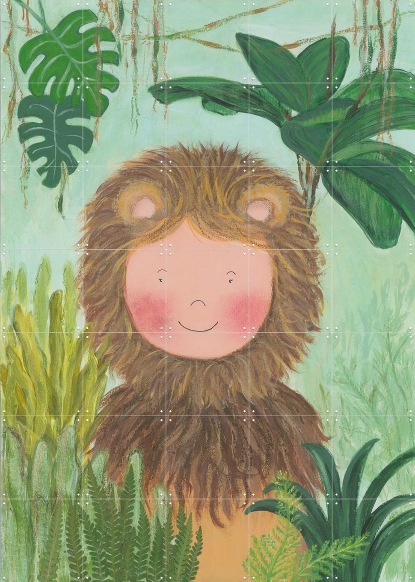 IXXI Leeuwenkind, Desirée van Hattem - 100 x 140 cm - Gratis ophangtool - Grote wanddecoratie en posters - Illustraties, Cartoonesk, Fantasierijk