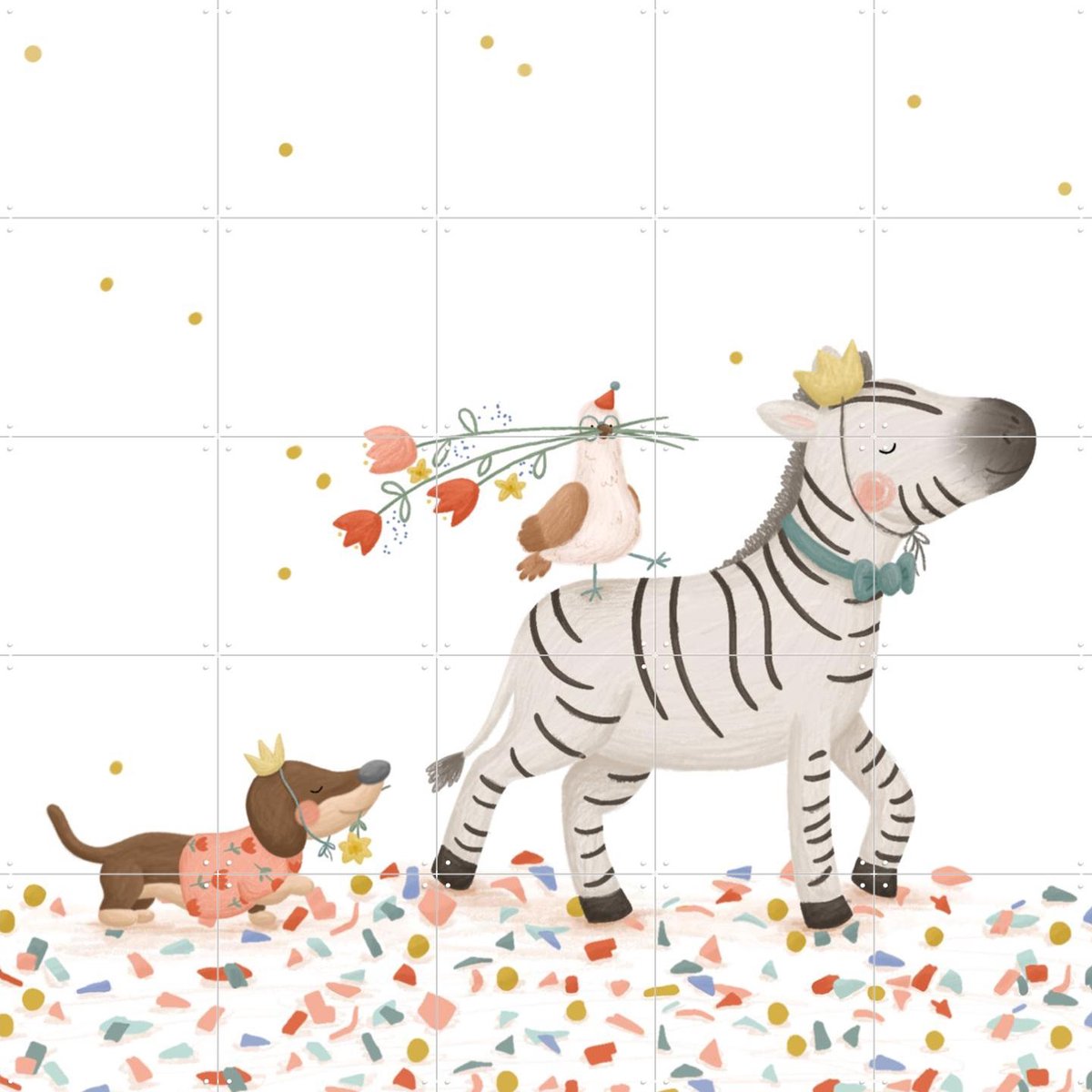 IXXI Confetti Party, Studio Phie - 100 x 100 cm - Gratis ophangtool - Grote wanddecoratie en posters - Fantasierijk, Speels, Kleurrijk, Cartoonesk