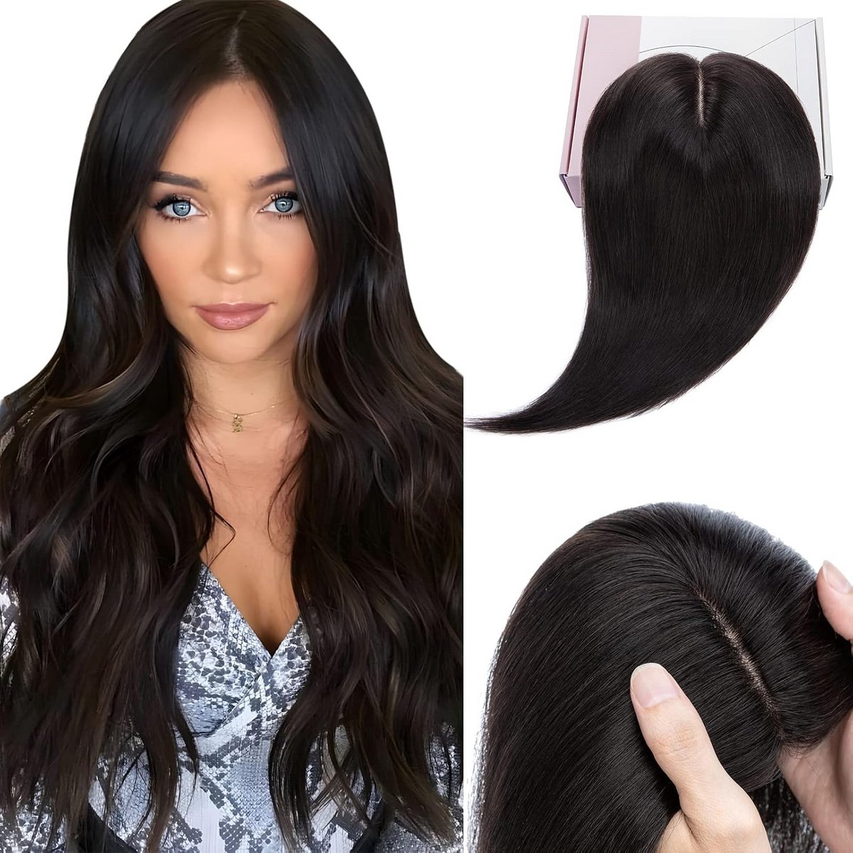 Echt Haar Topper Clip-In Vrouwen Zijdebasis Haarstukje Verdun Haar Oplossing