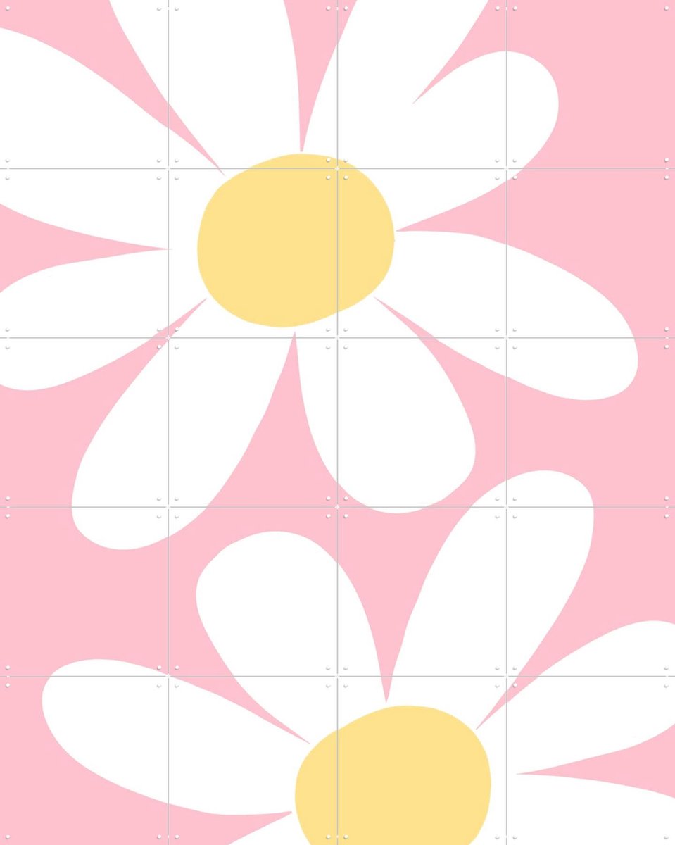 IXXI Flowers on Pink, BAINAI - 80 x 100 cm - Gratis ophangtool - Grote wanddecoratie en posters Kinderkamer, Babykamer, Kinderen