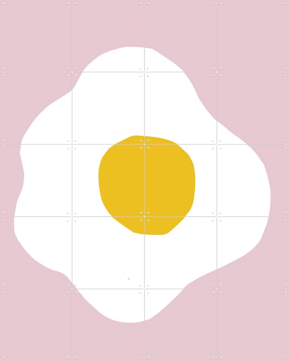 IXXI Spiegelei, Mella Mella - 80 x 100 cm - Gratis ophangtool - Grote wanddecoratie en posters - Illustraties, Minimalisme, Grafisch Ontwerp, Speels